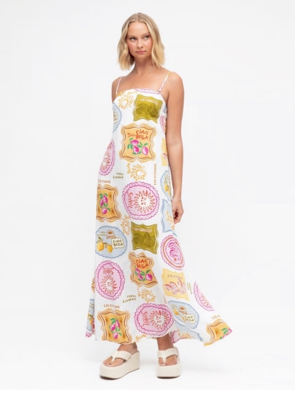 Paper Heart Amalfı Coast Coastal Icon Chic Les Citrons Maxi Linen Dress large